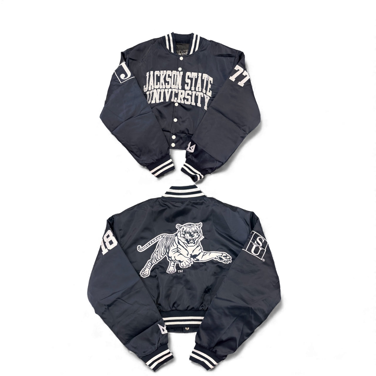 JACKSON STATE UNIVERSITY YK1K SATIN  CROPPED JACKET