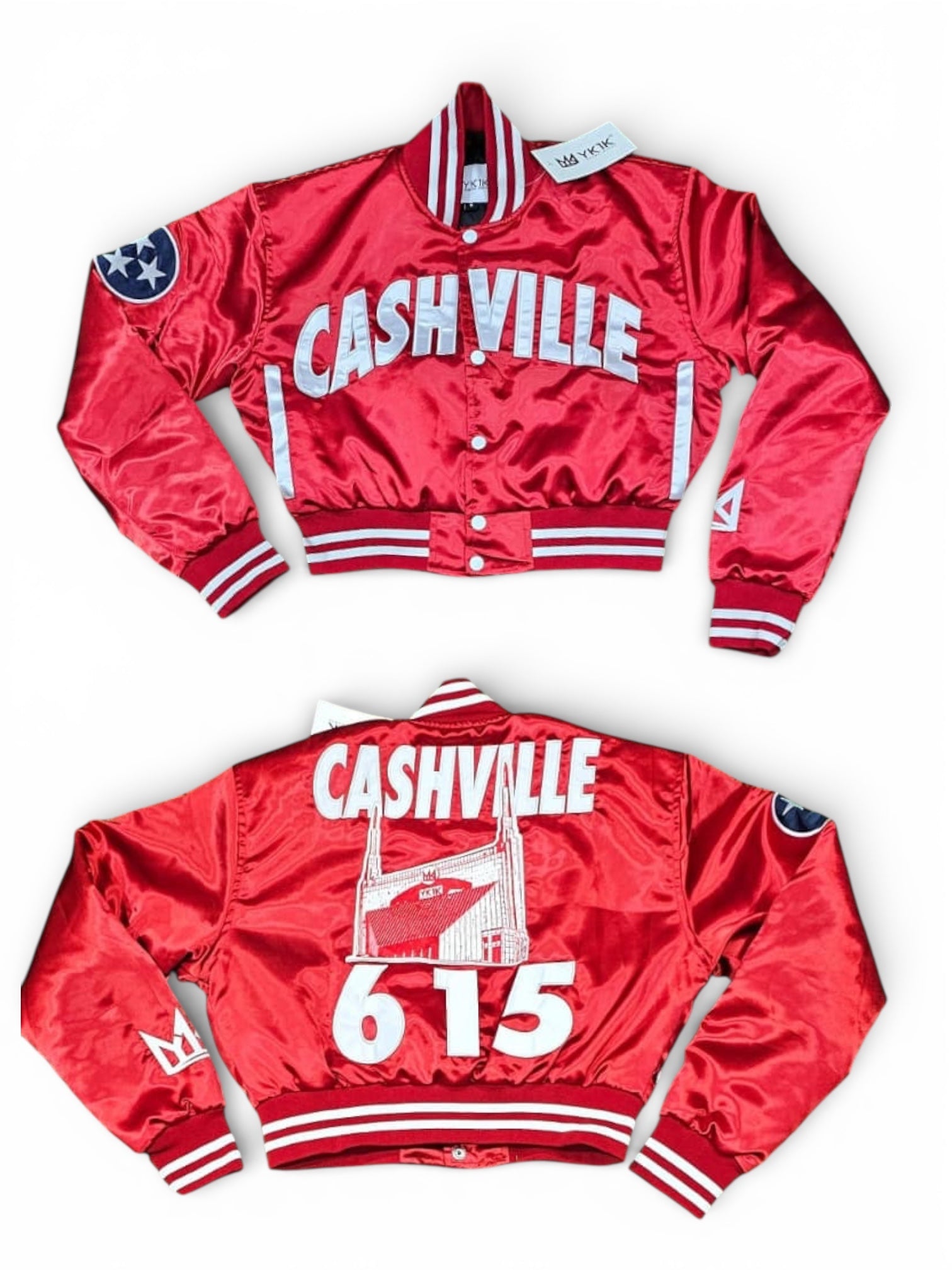CASHVILLE JACKET  CROPPED SATIN RED