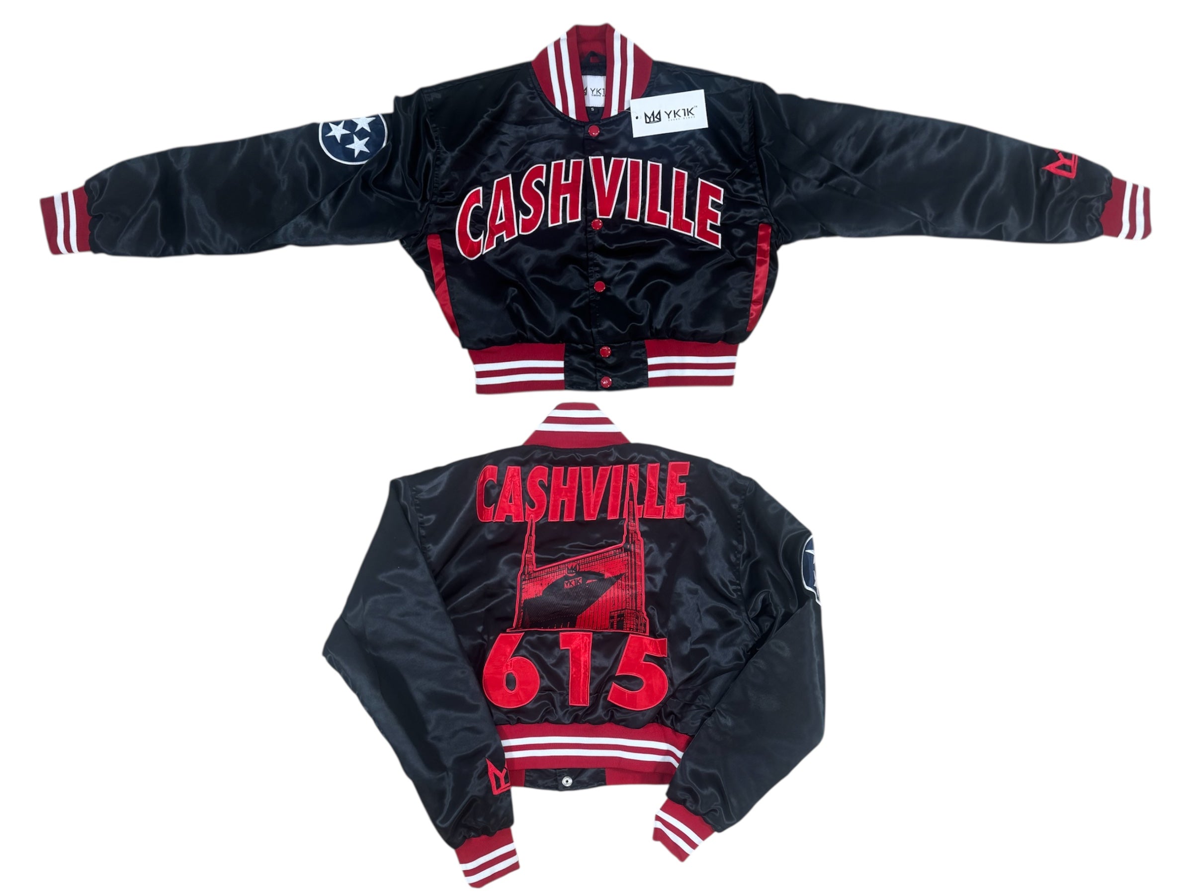 CASHVILLE JACKET  CROPPED SATIN BLACK