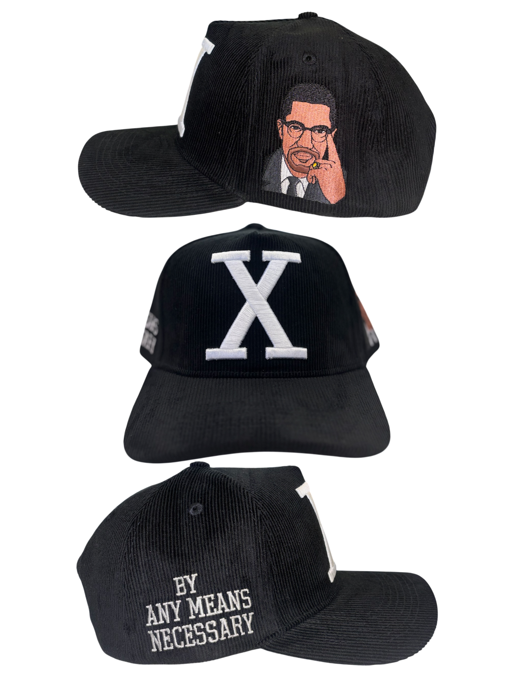 Black and White Malcom X  Corduroy HAT