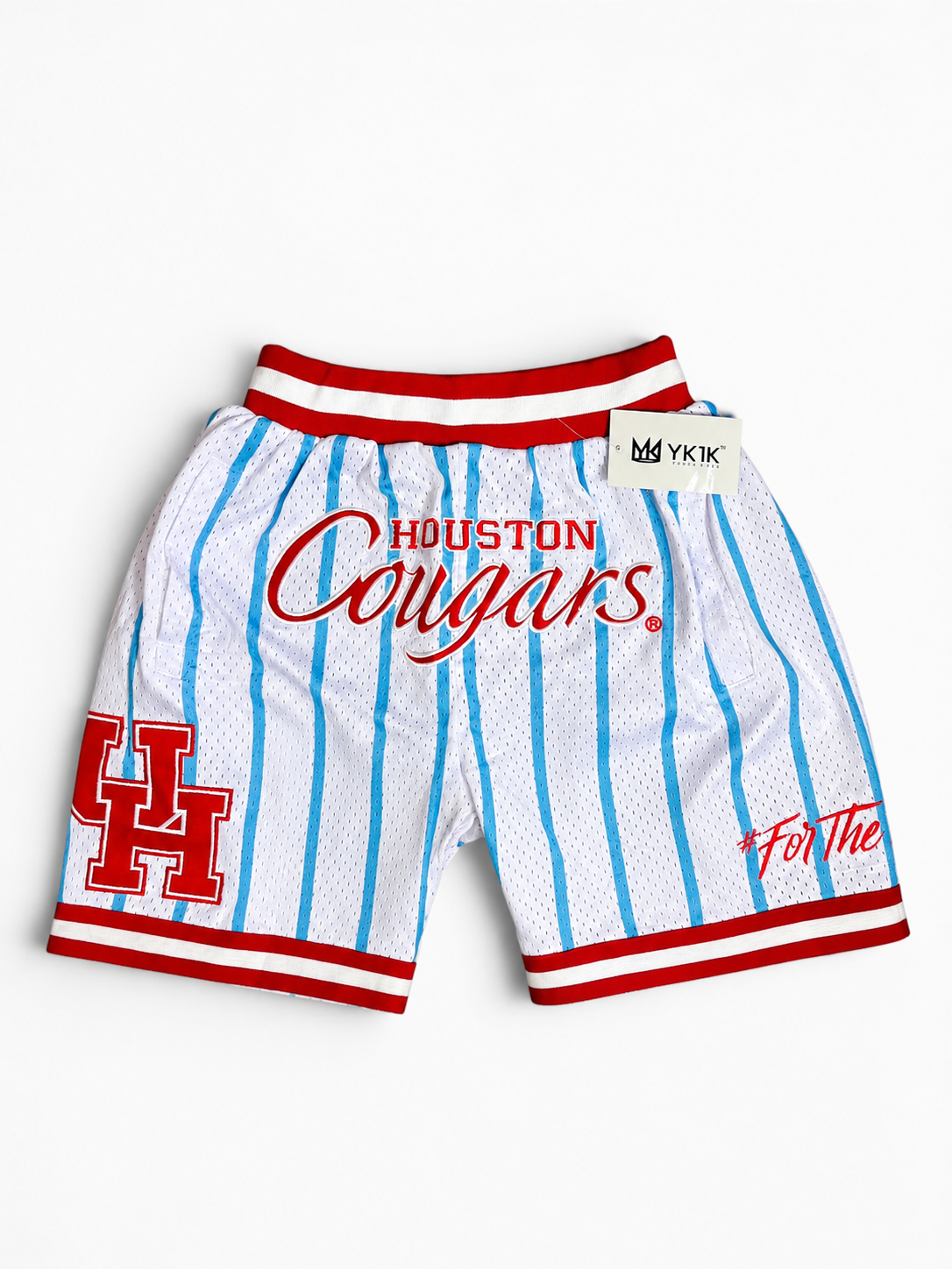 University Of Houston BASKETBALL SHORTS White With Blue Pinstripes
