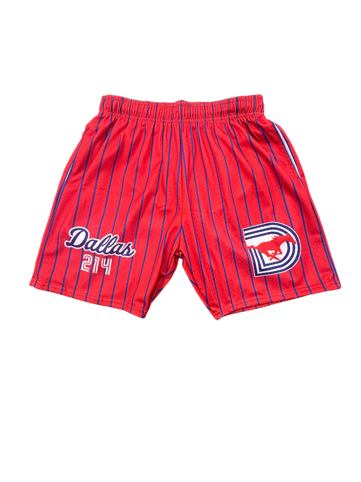 SMU Mesh Basketball Shorts Red Blue pinstripe