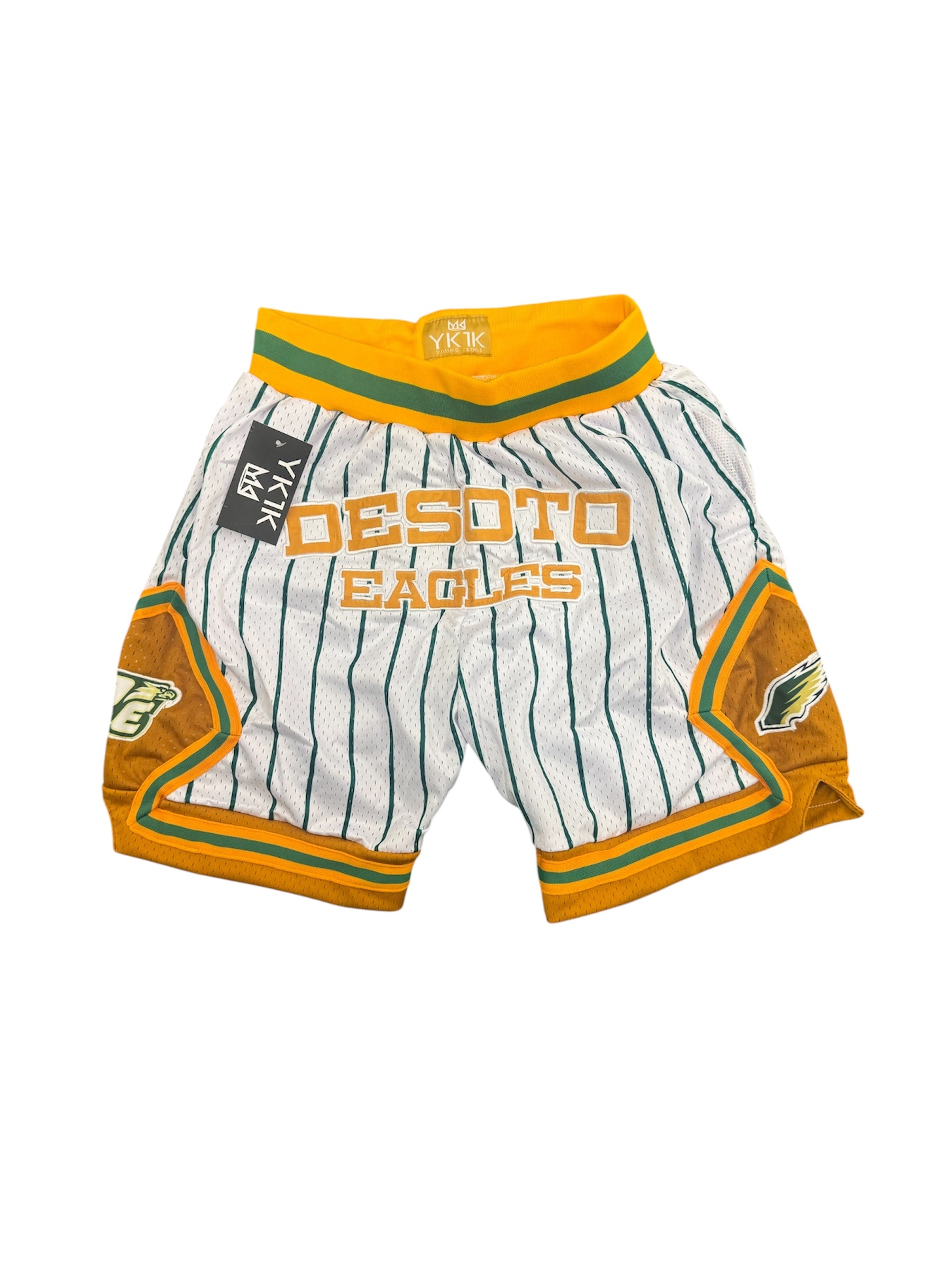 Desoto BASKETBALL SHORTS White Green stripes