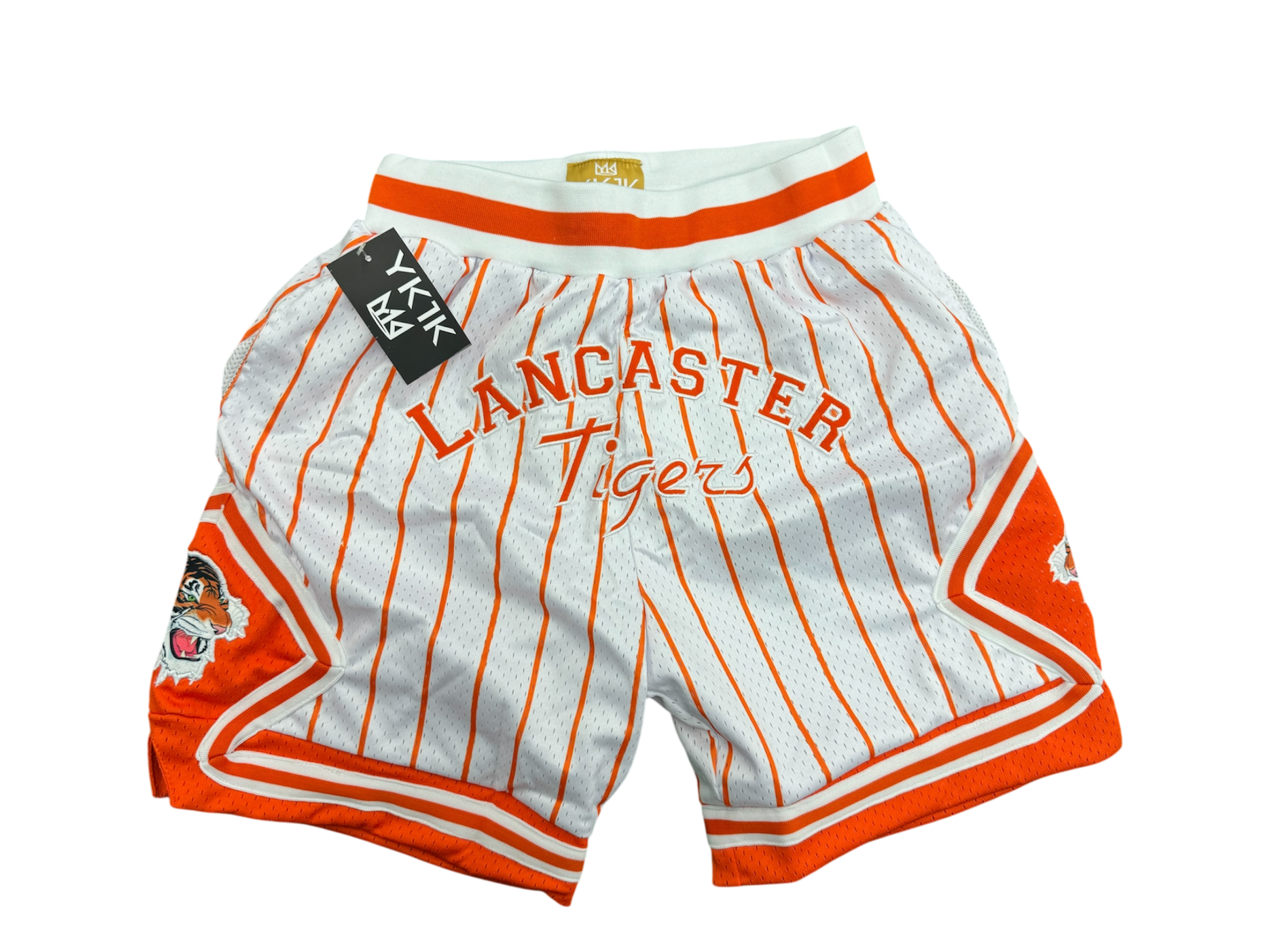 Lancaster  BASKETBALL SHORTS White Orange Pinstripes