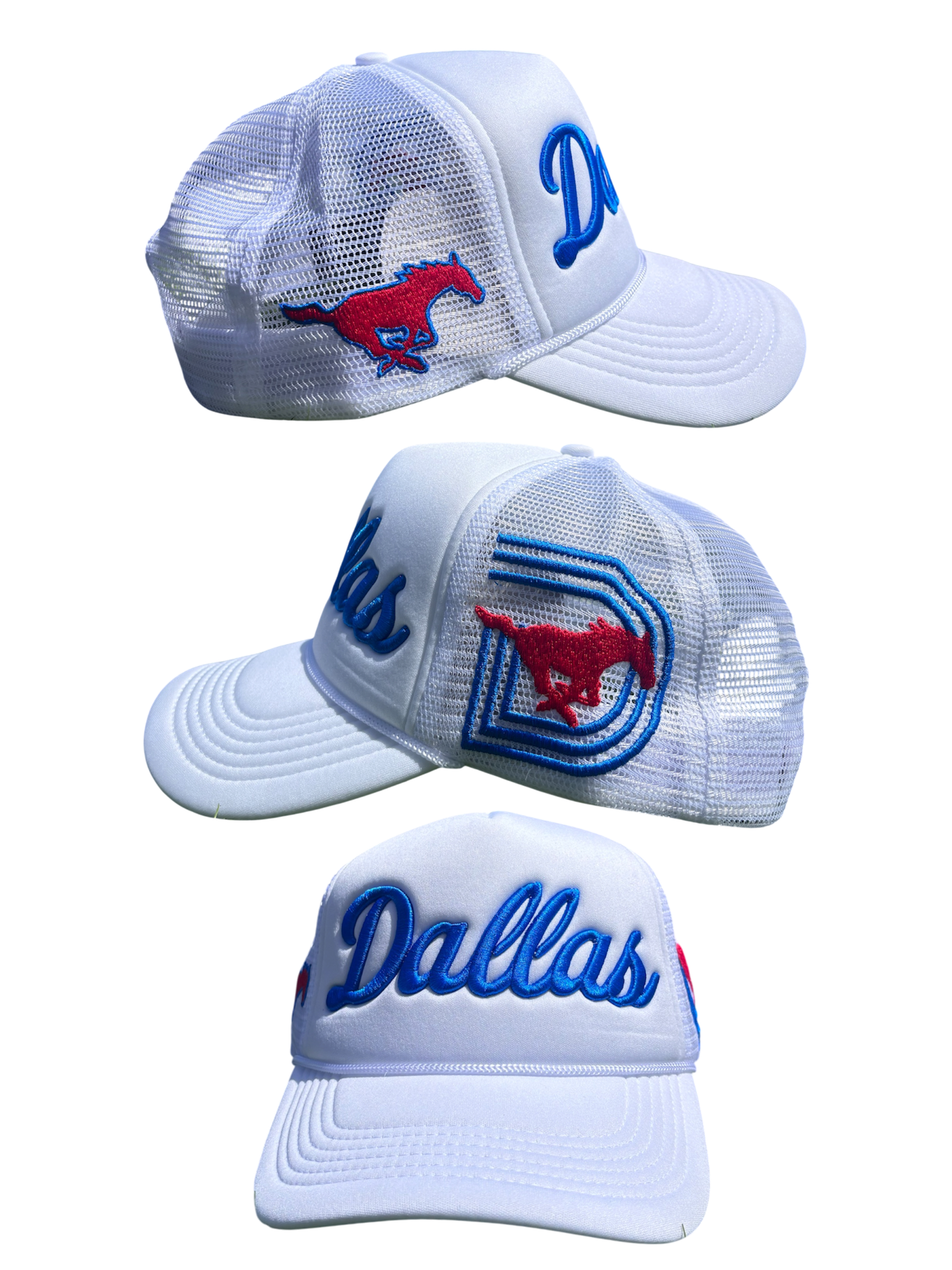 SMU TRUCKER HATS WHITE