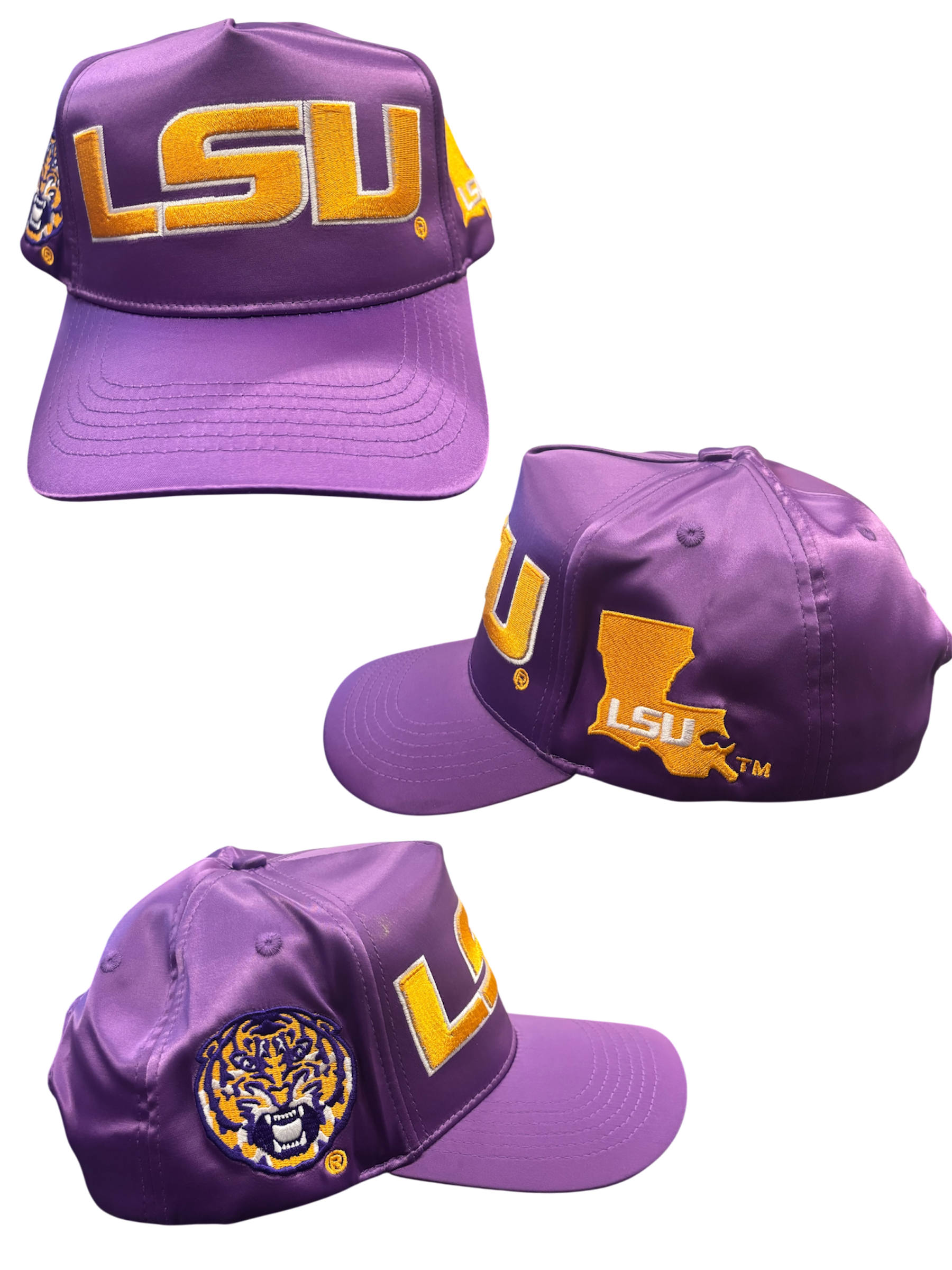 LSU TRUCKER HATS PURPLE SILK