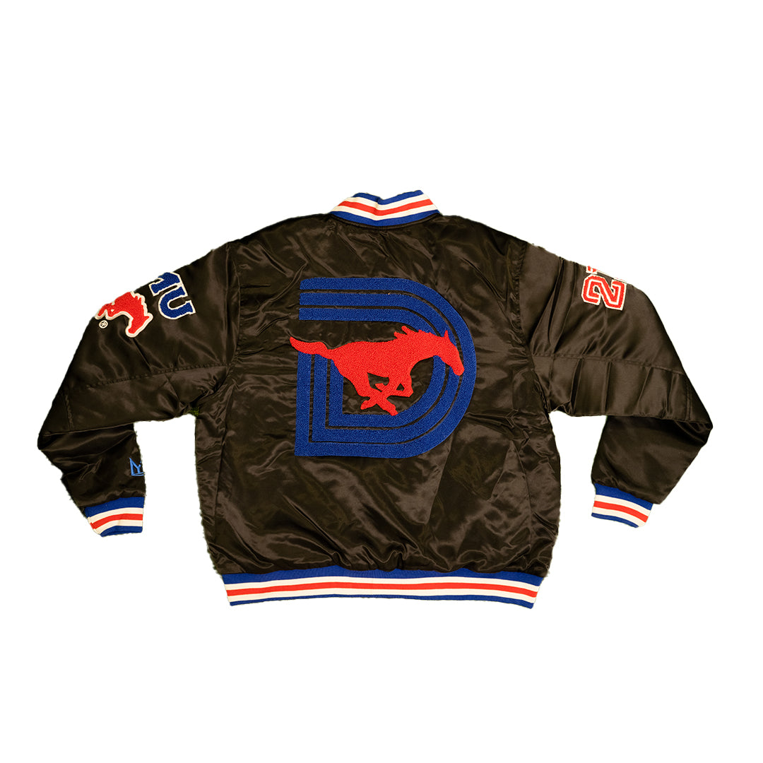 Smu/ YK1K SATIN VARSITY JACKET BLACK 2.0