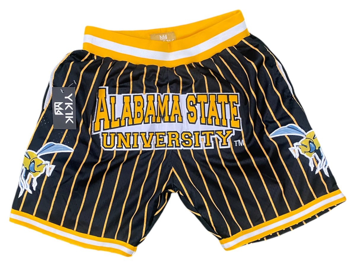 ALABAMA STATE UNIVERSITY BASKETBALL SHORTS Black with gold Pinstripes