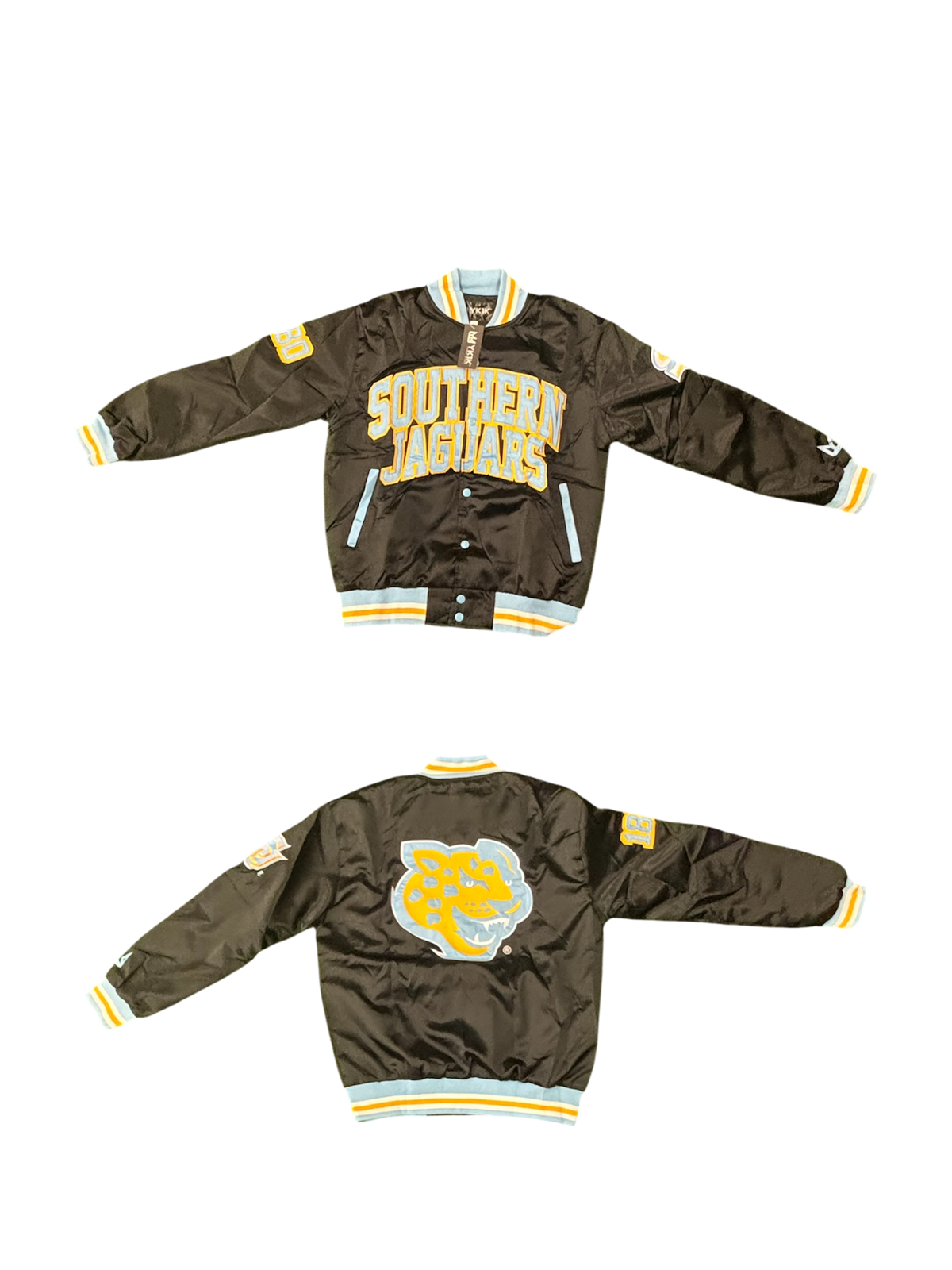 SOUTHERN UNIVERSITY YK1K SATIN VARSITY JACKET BLACK