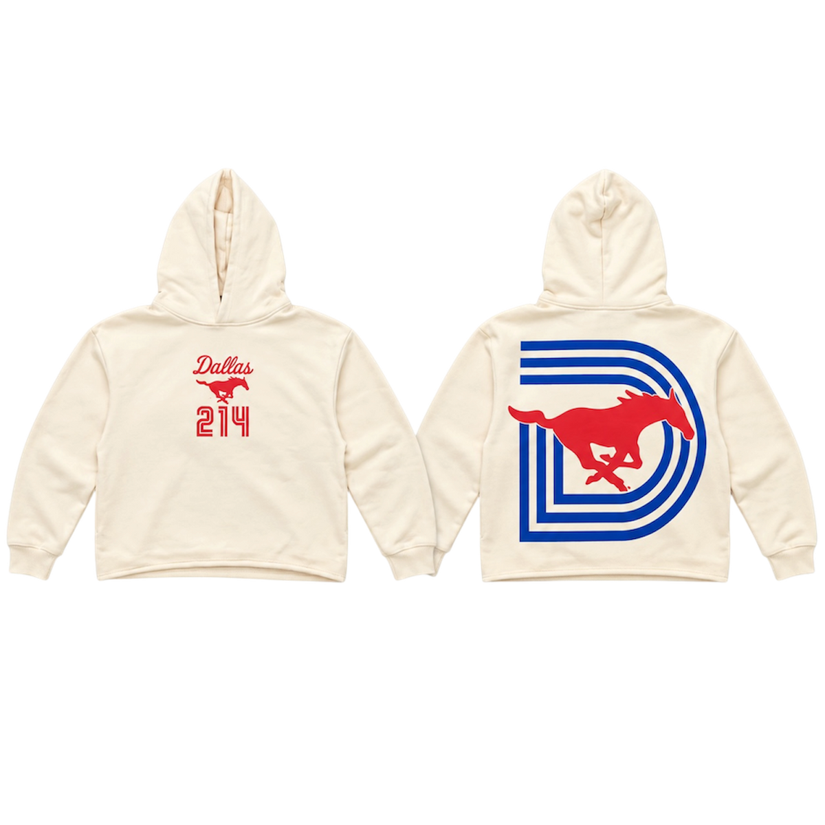 SMU DALLAS 214 HOODIE CREME CROPPED