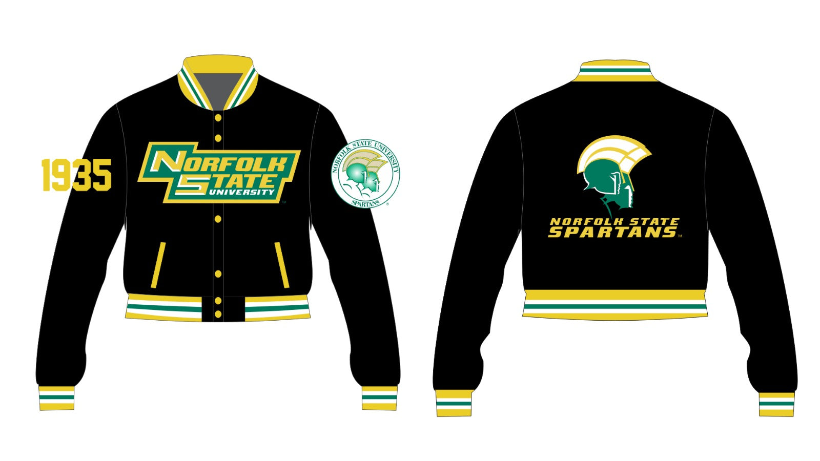 NORFOLK YK1K SATIN VARSITY JACKET CROPPED BLACK