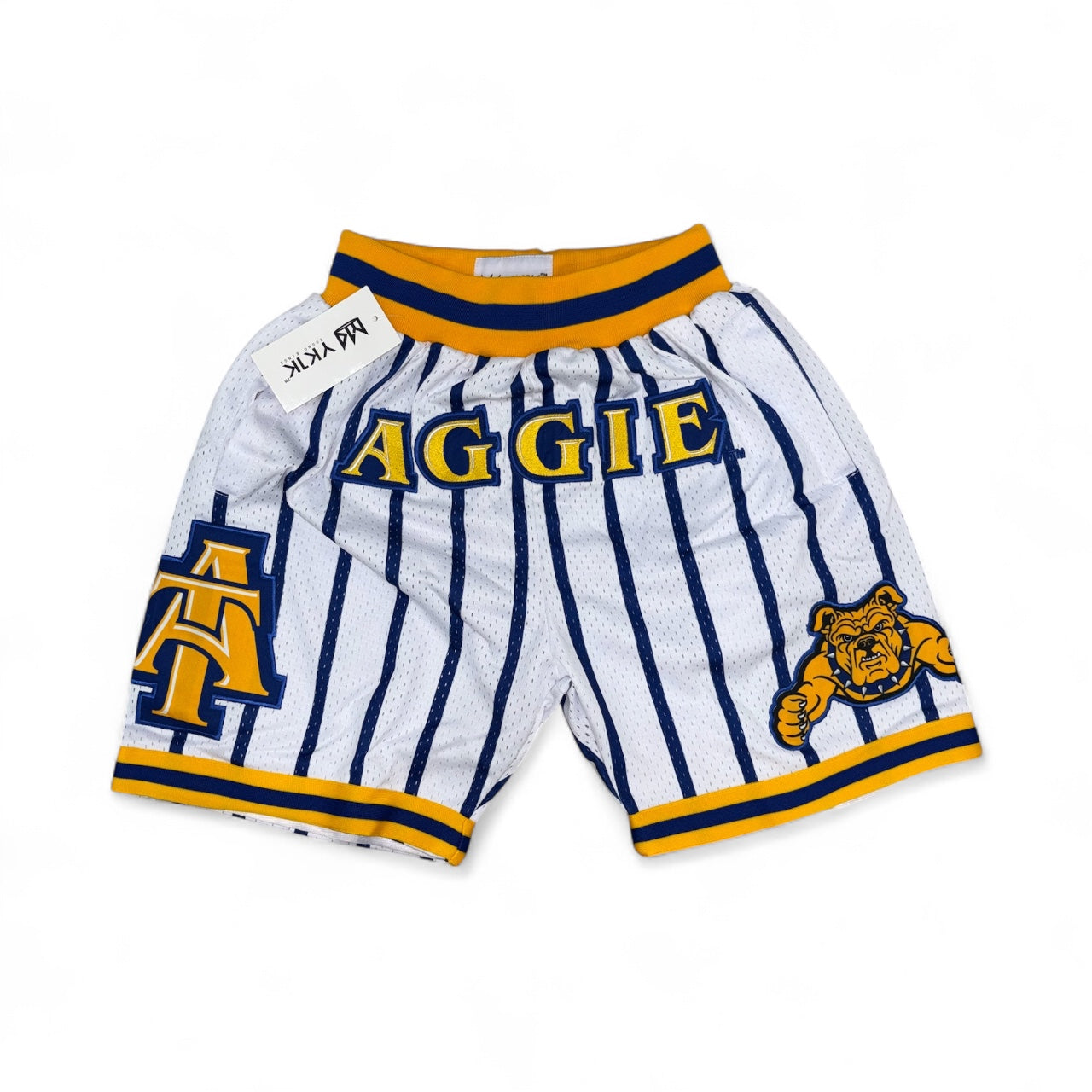 NCAT BASKETBALL SHORTS AGGIE WHITE BLUE PINSTRIPES