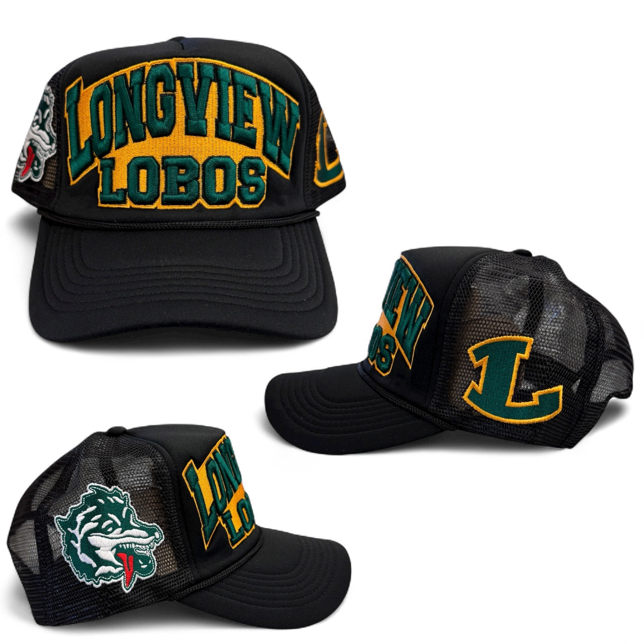 Longview  HIGH SCHOOL TRUCKER HATS BLACK