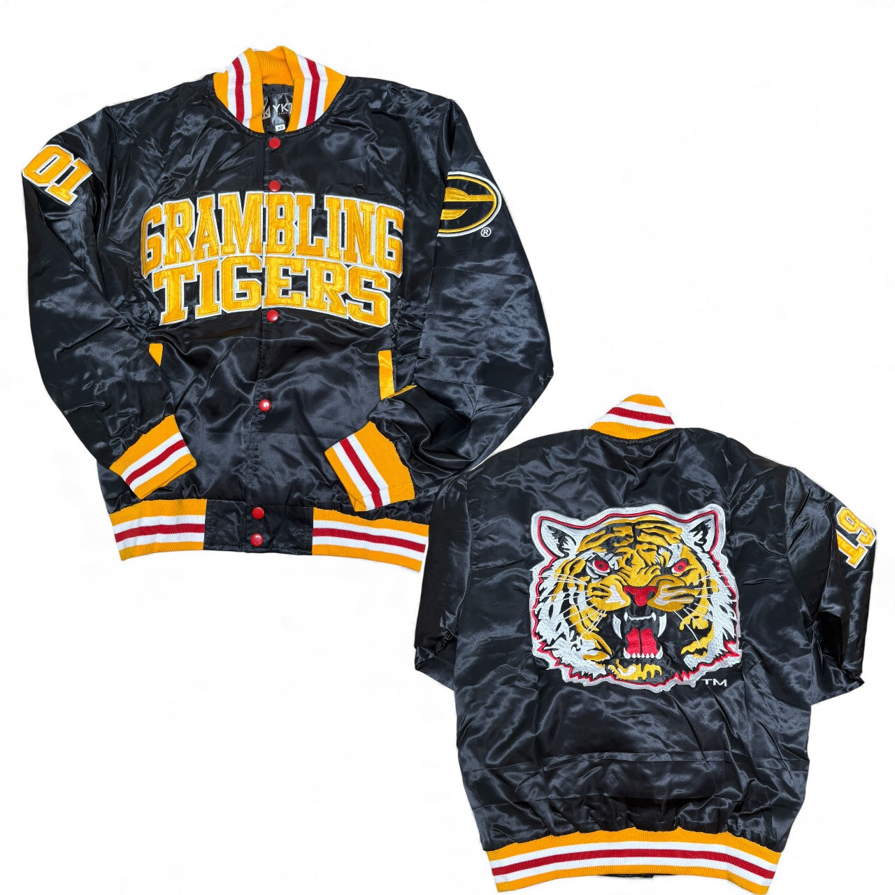 GRAMBLING UNIVERSITY YK1K SATIN VARSITY JACKET BLACK