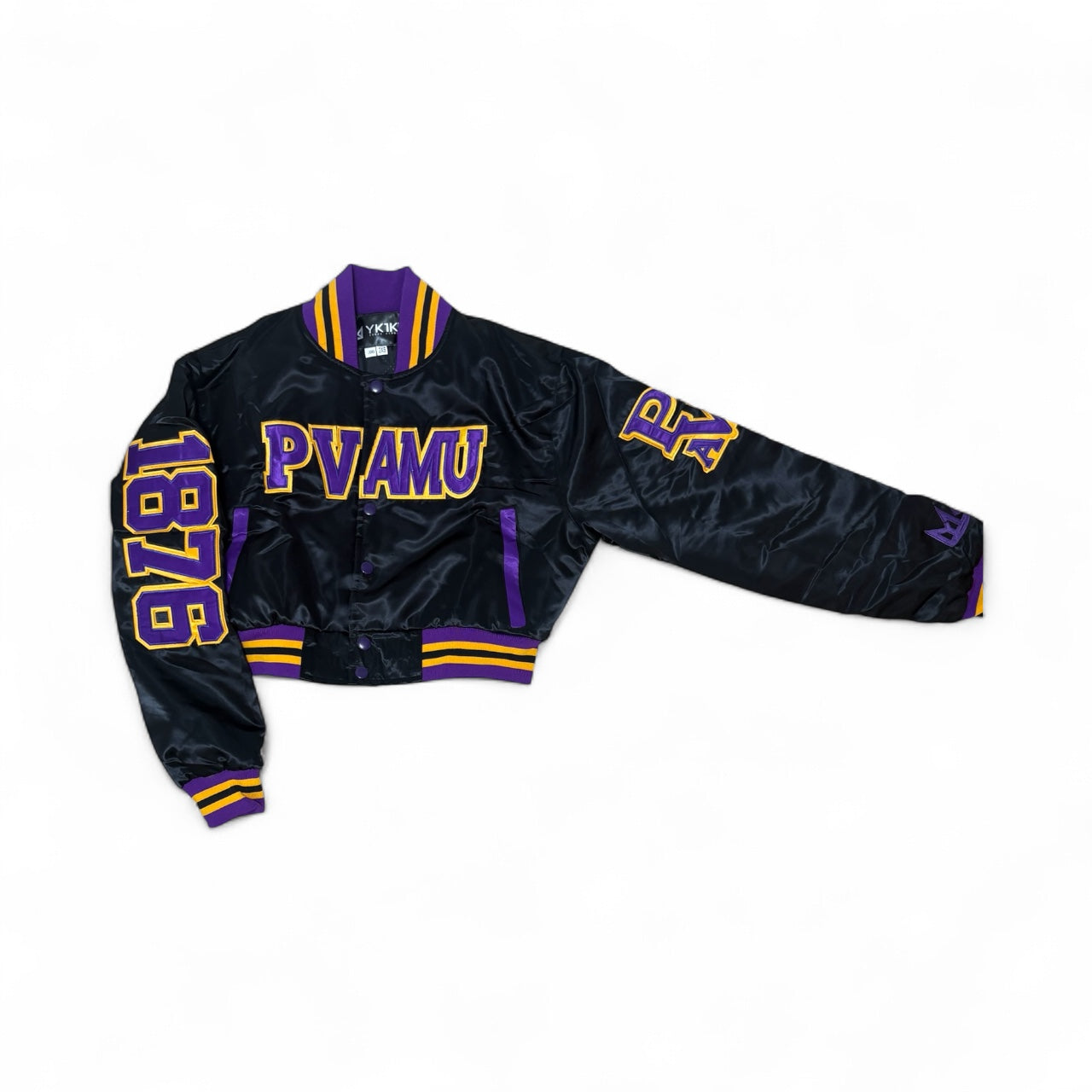 PVAMU YK1K SATIN VARSITY JACKET CROPPED
