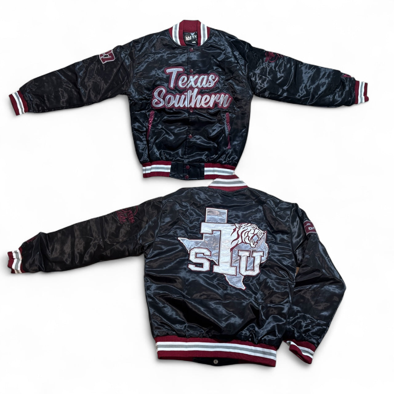 TEXAS SOUTHERN  YK1K SATIN VARSITY JACKET  BLACK