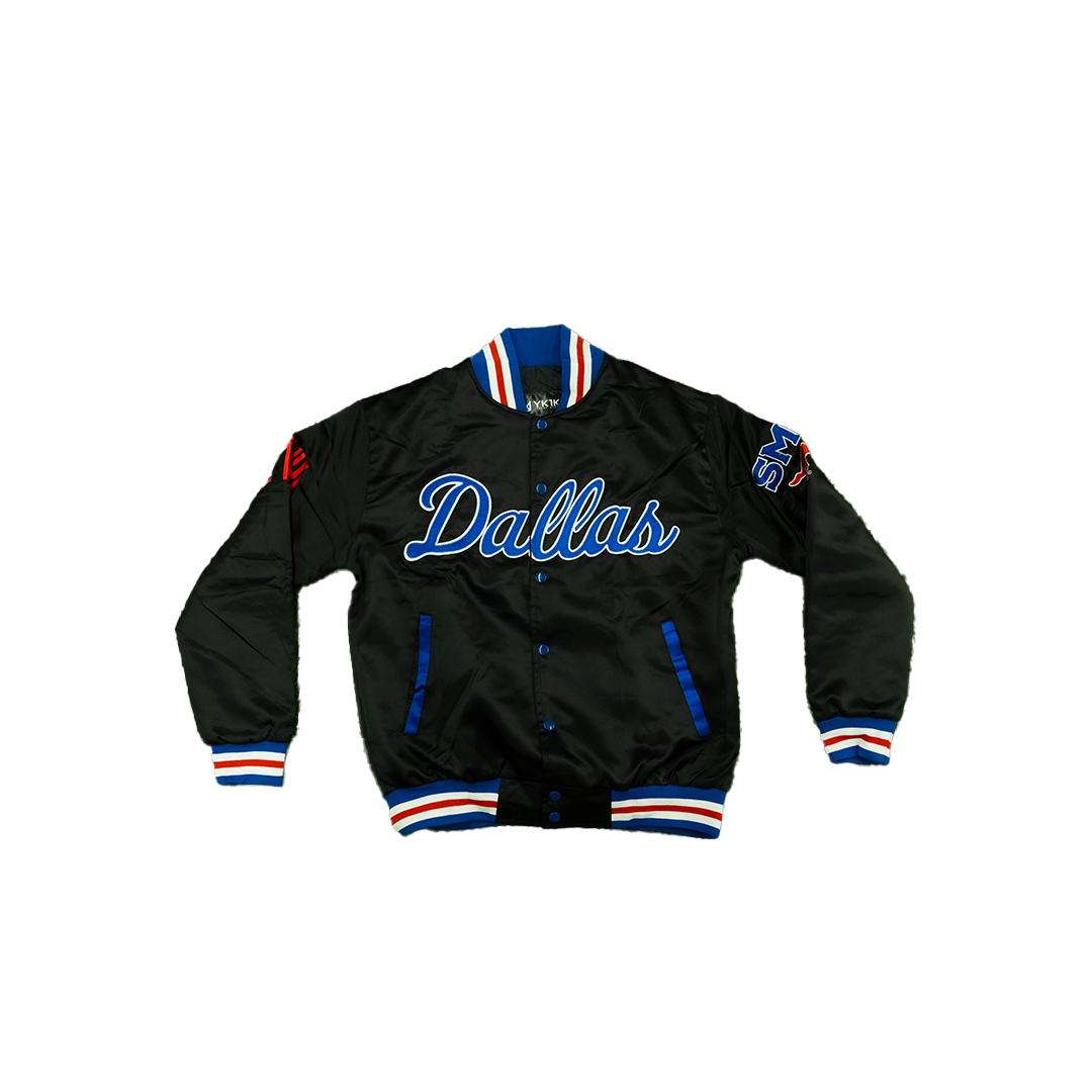 Smu/ YK1K SATIN VARSITY JACKET Black Pre-order