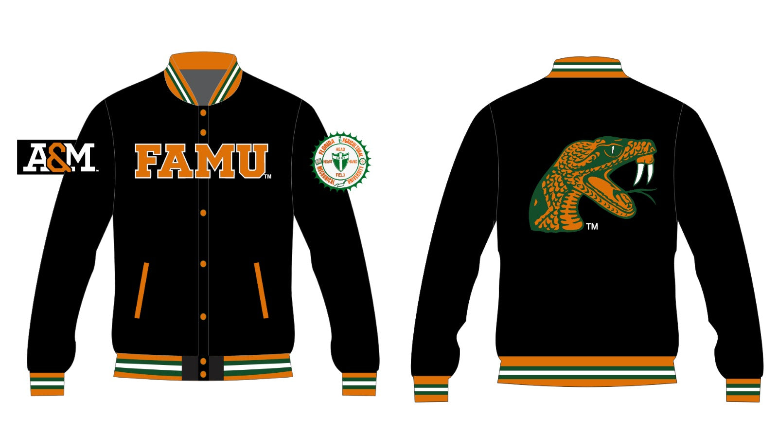 FAMU YK1K SATIN VARSITY JACKET PRE-ORDER BLACK