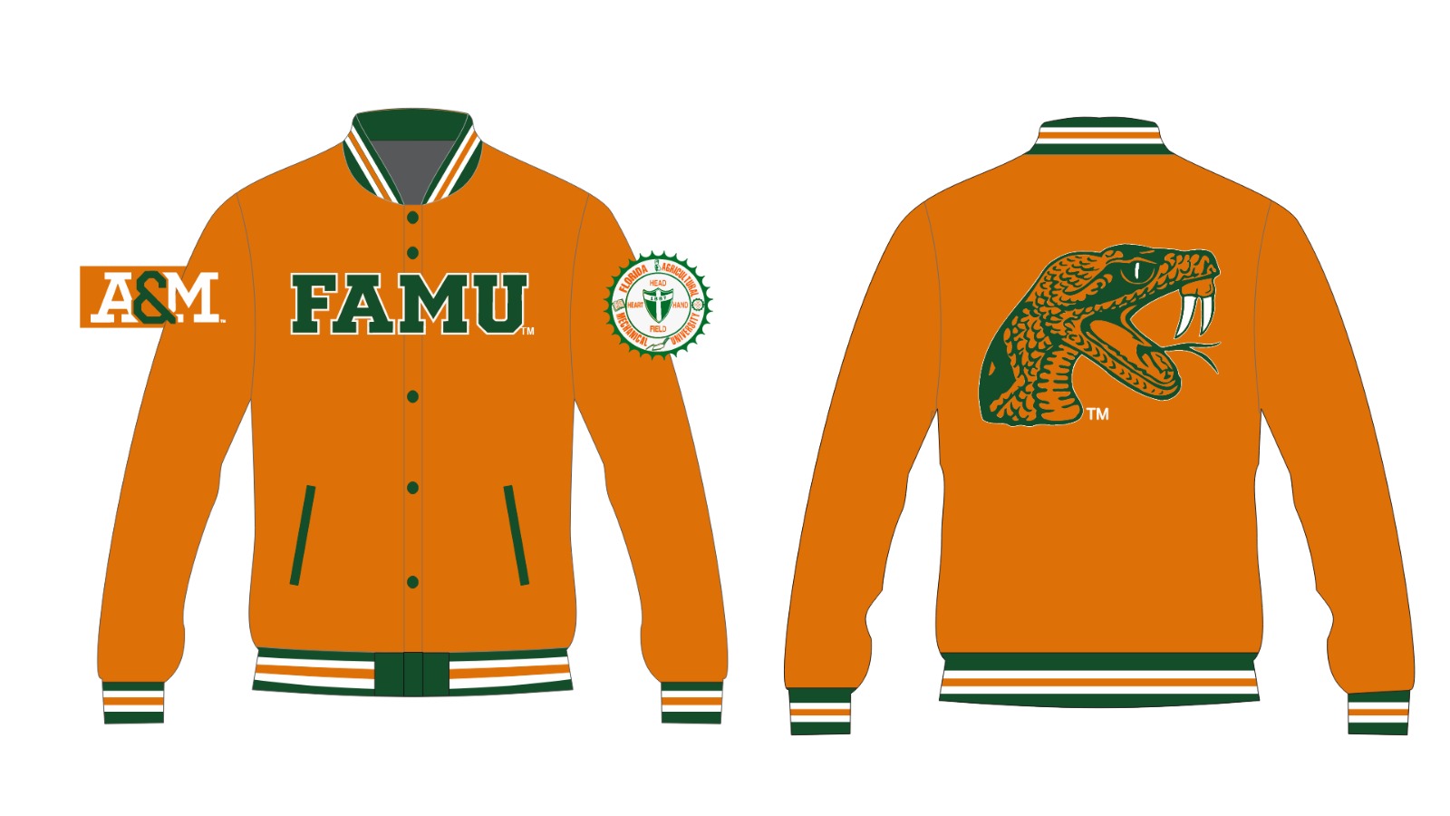 FAMU YK1K SATIN VARSITY JACKET PRE-ORDER ORANGE