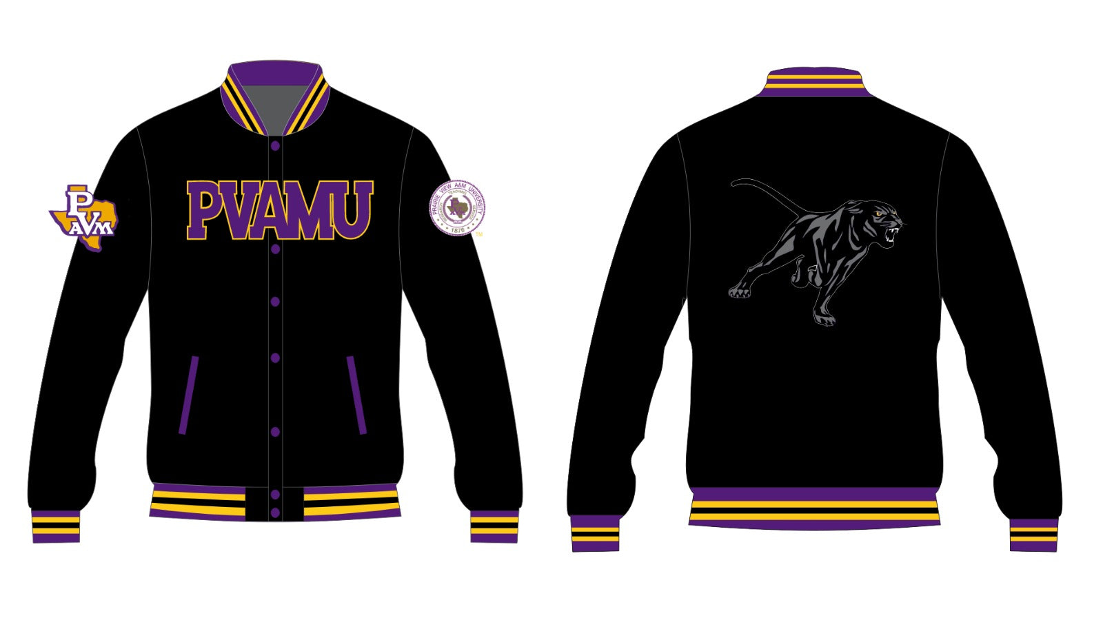 PVAMU YK1K SATIN VARSITY JACKET PRE-ORDER BLACK