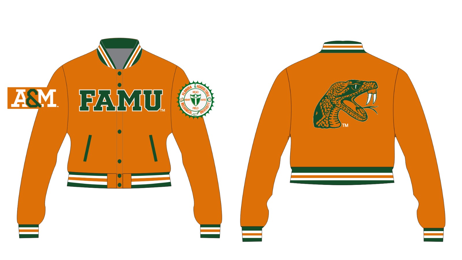 FAMU YK1K SATIN VARSITY JACKET PRE-ORDER ORANGE CROPPED