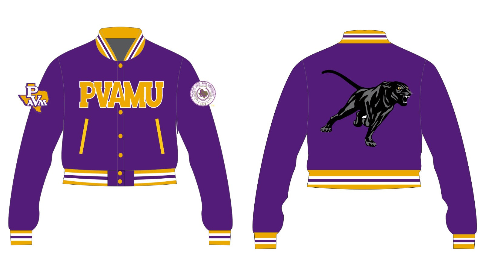 PVAMU YK1K SATIN VARSITY JACKET PRE-ORDER PURPLE CROPPED