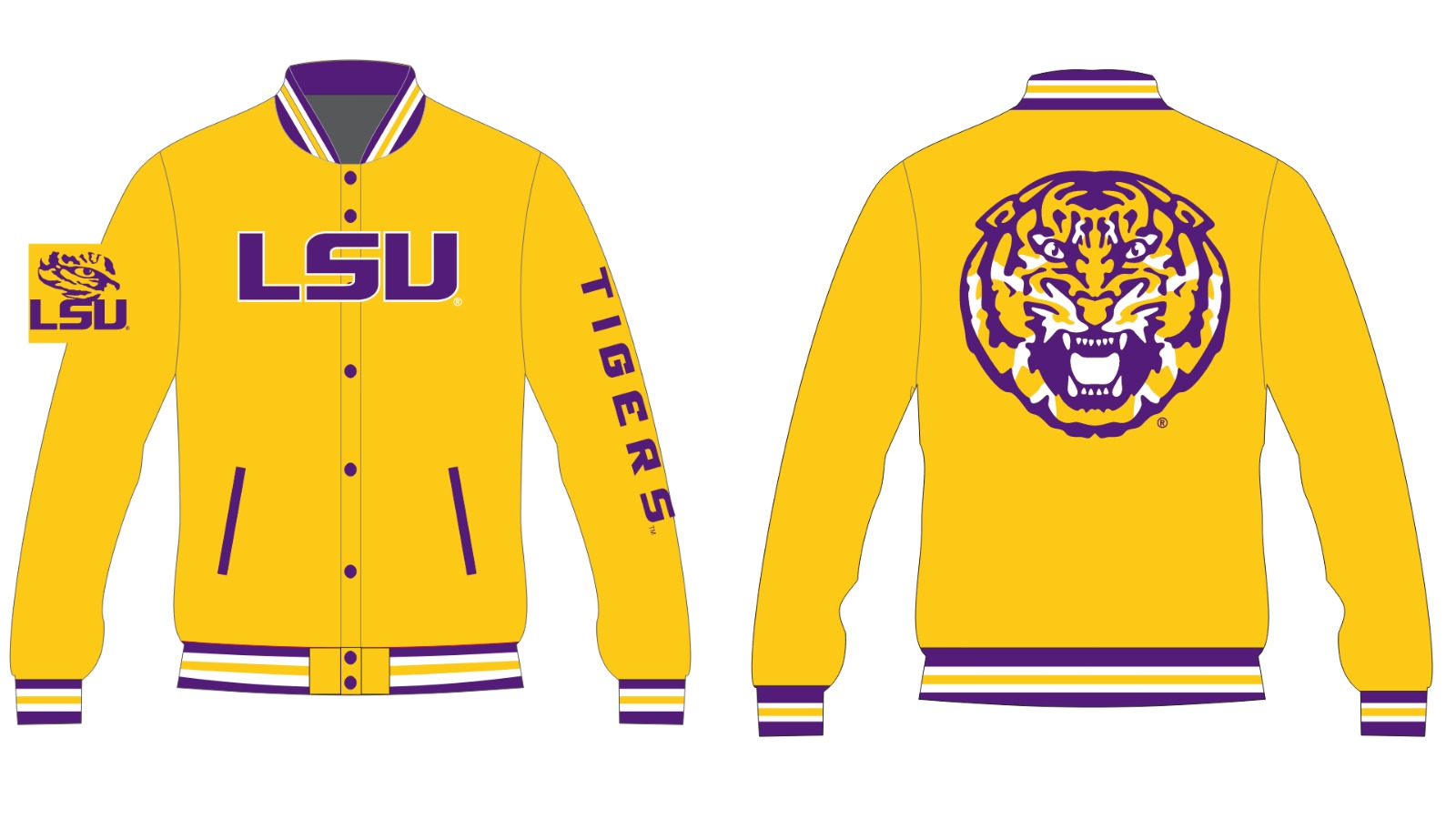 LSU YK1K SATIN VARSITY JACKET GOLD PREORDER