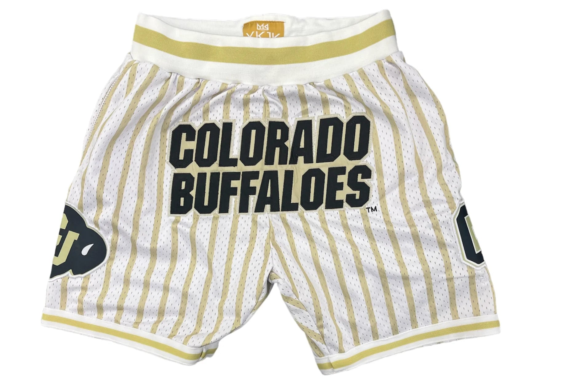 UNIVERSITY OF COLORADO BASKETBALL SHORTS WHITE PINSTRIPES