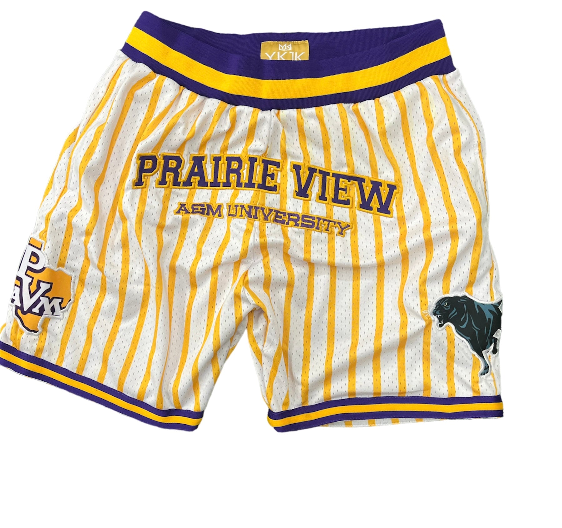 PVAMU BASKETBALL SHORTS WHITE GOLD PINSTRIPES