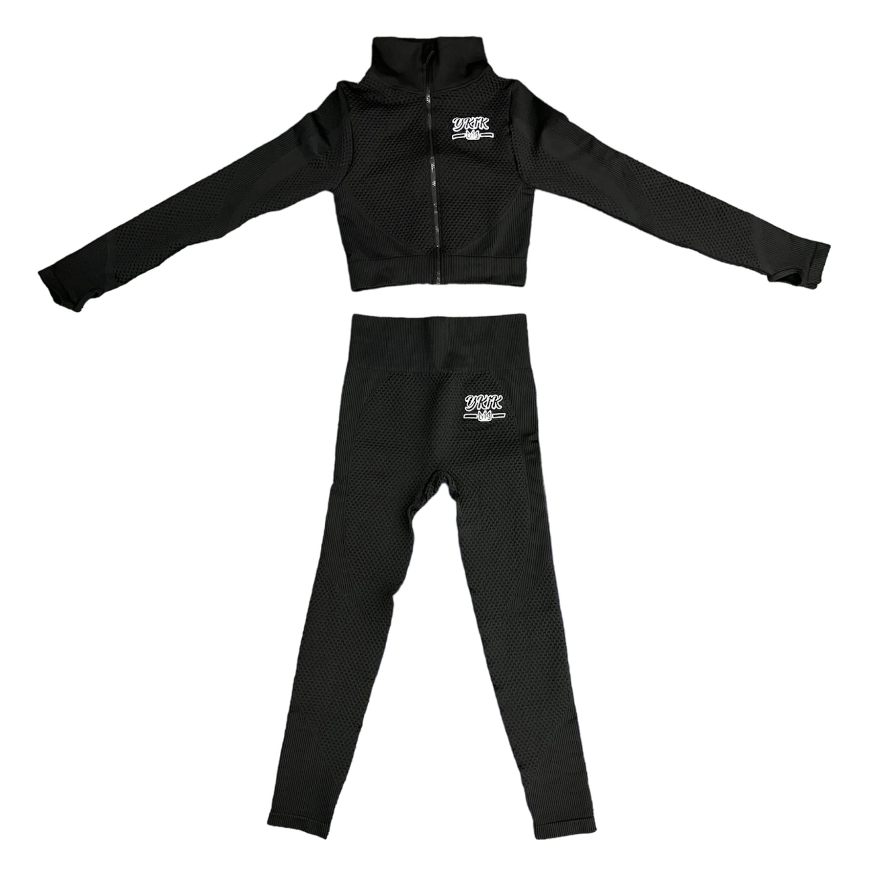 YK1K Women's 2 Piece Tracksuit Workout Set - Crop Top & High Waist Leggings