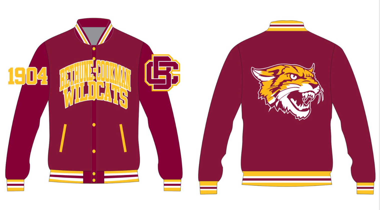 Bethune-Cookman University  YK1K SATIN VARSITY JACKET  PRE-ORDER