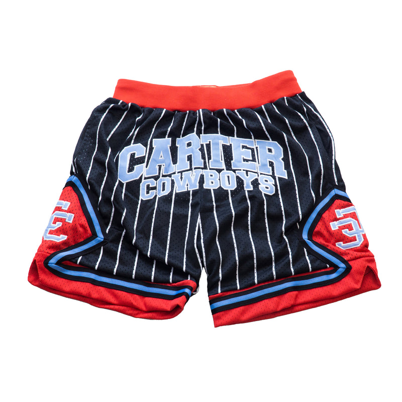 Dallas Carter Basketball Shorts BLACK / WHITE PINSTRIPES  2.0