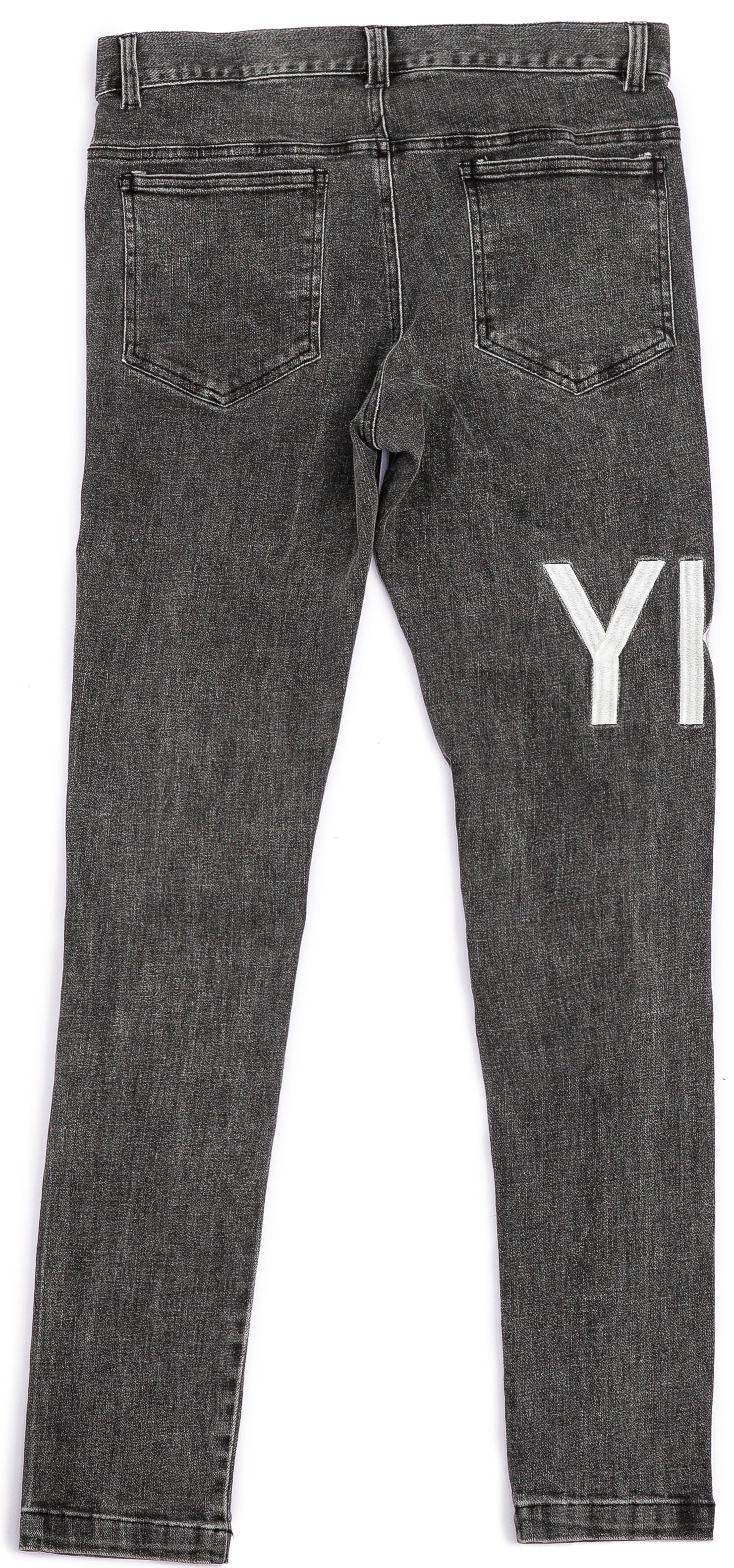 YK1K LETTER JEANS -  CHARCOAL BLACK