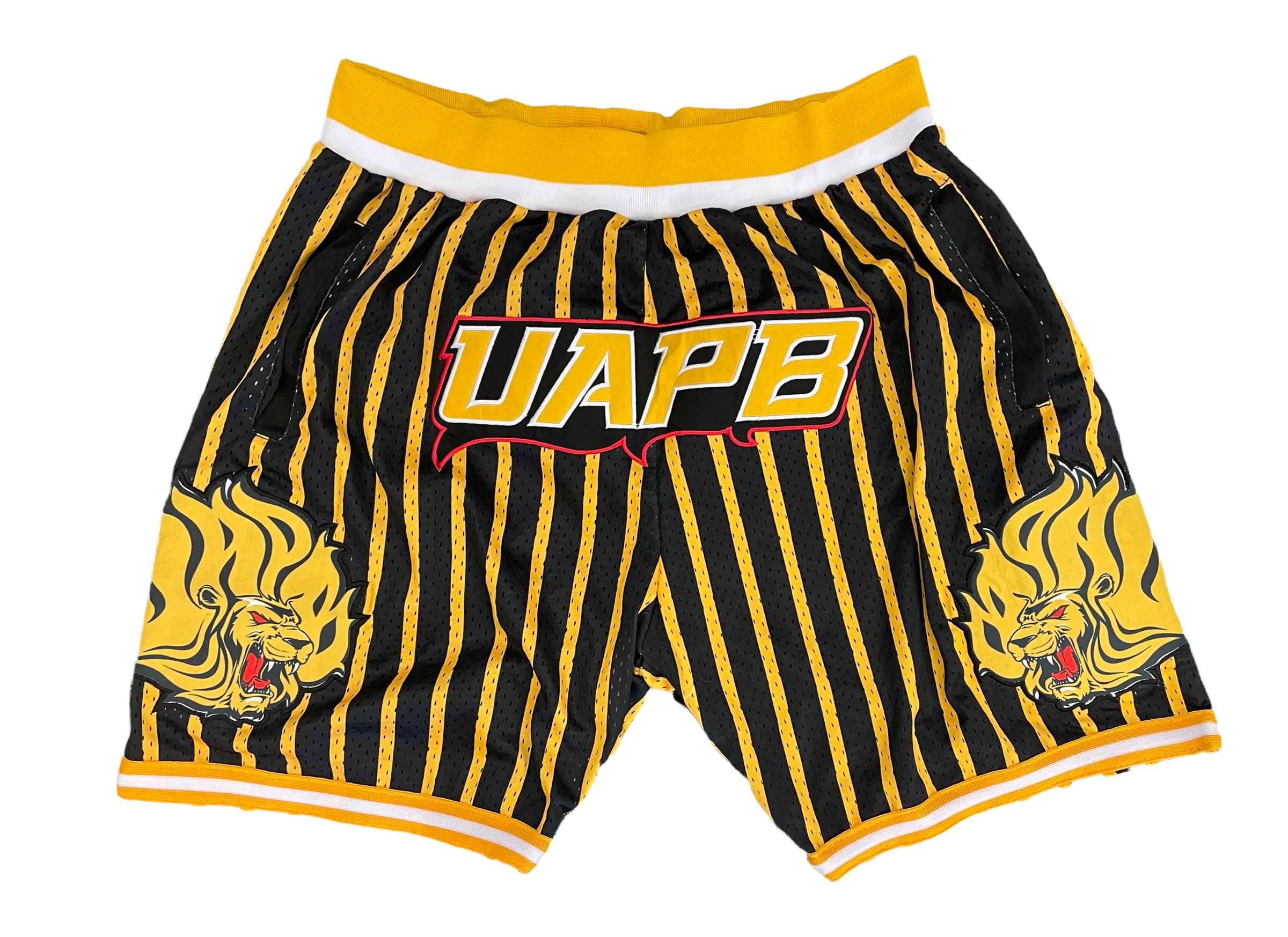 UAPB BASKETBALL SHORTS BLACK/ GOLD PINSTRIPES