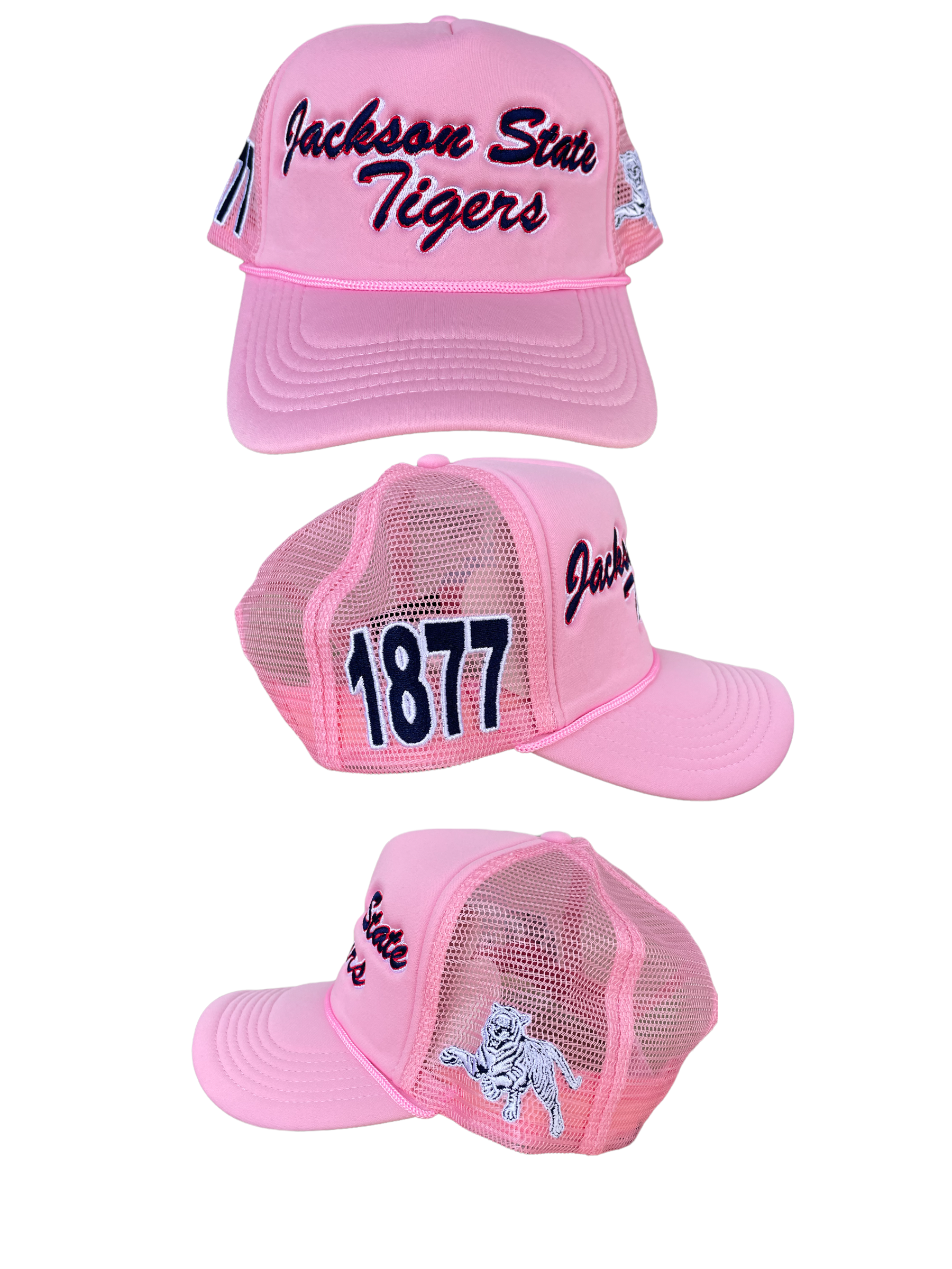 JACKSON STATE UNIVERSITY TRUCKER HATS NEW SCRIPT PINK