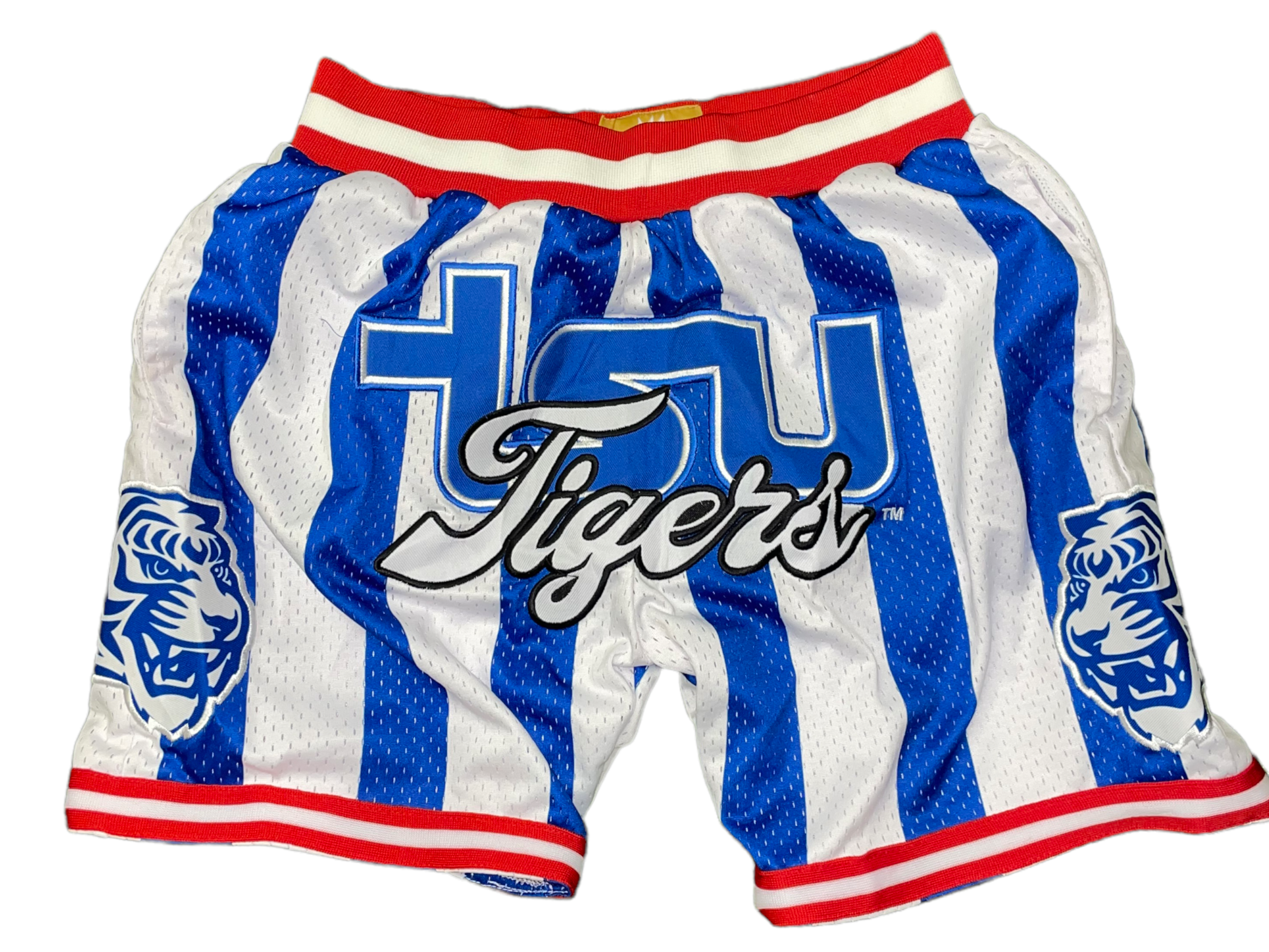 TSU TIGER BASKETBALL SHORTS WHITE/ BLUE PINSTRIPES