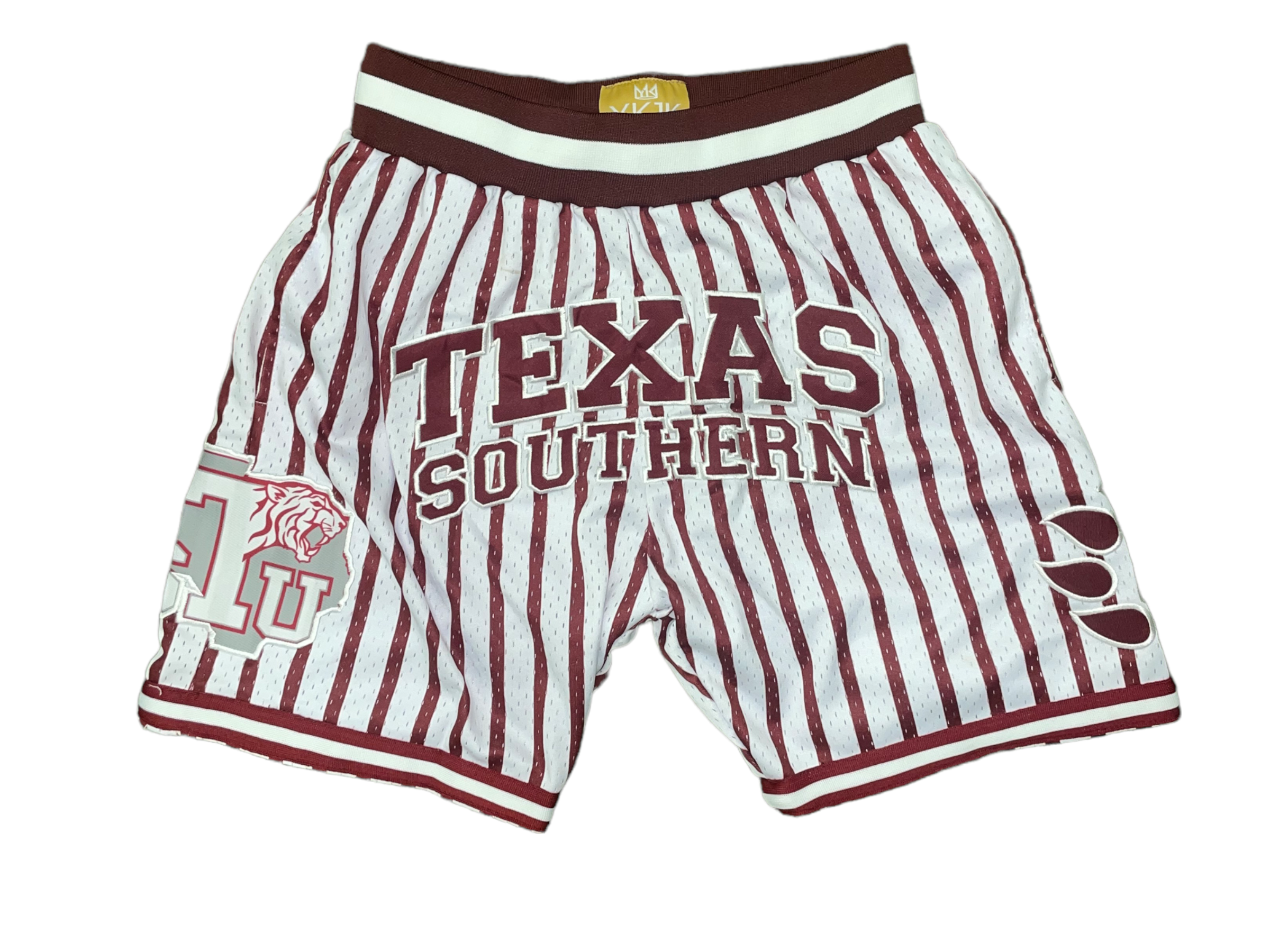 Texas Southern BASKETBALL SHORTS WHITE  MAROON PINSTRIPES