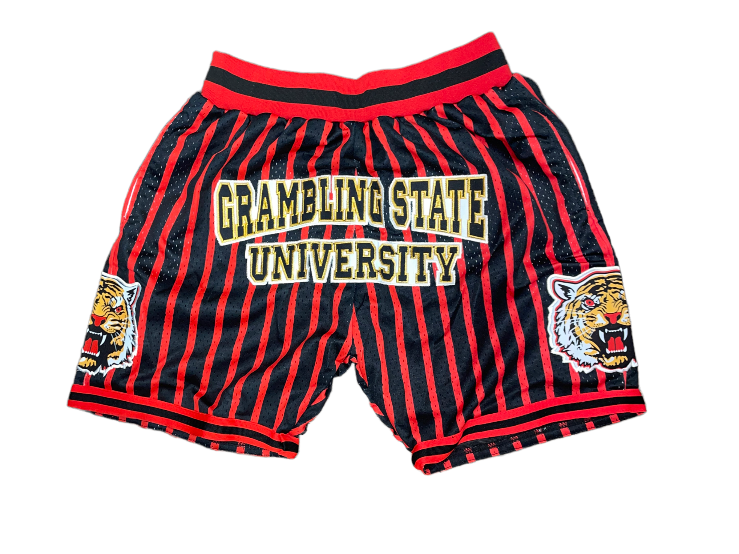 GRAMBLING STATE UNIVERSITY Basketball Shorts BLACK RED PINSTRIPES