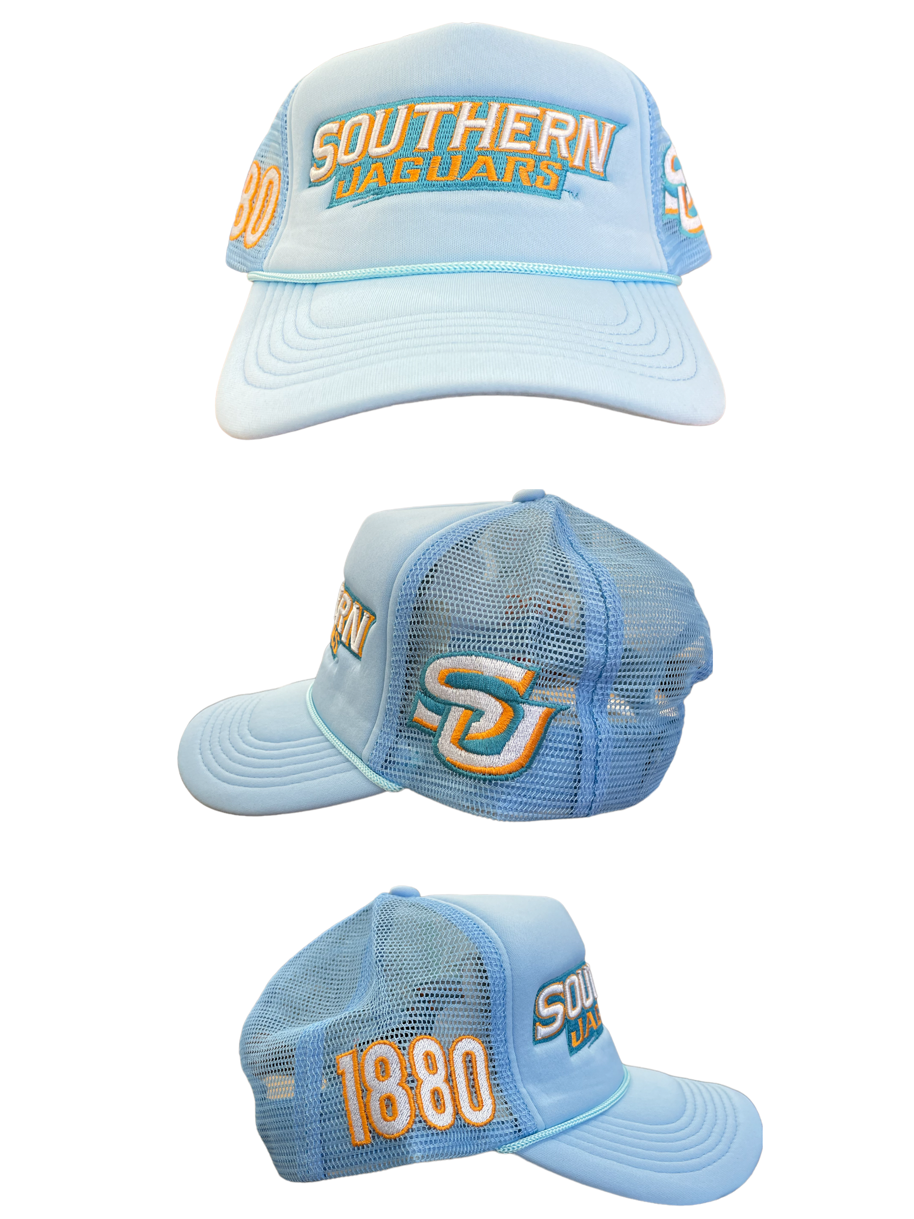 SOUTHERN UNIVERSITY TRUCKER HATS COLUMBIA BLUE