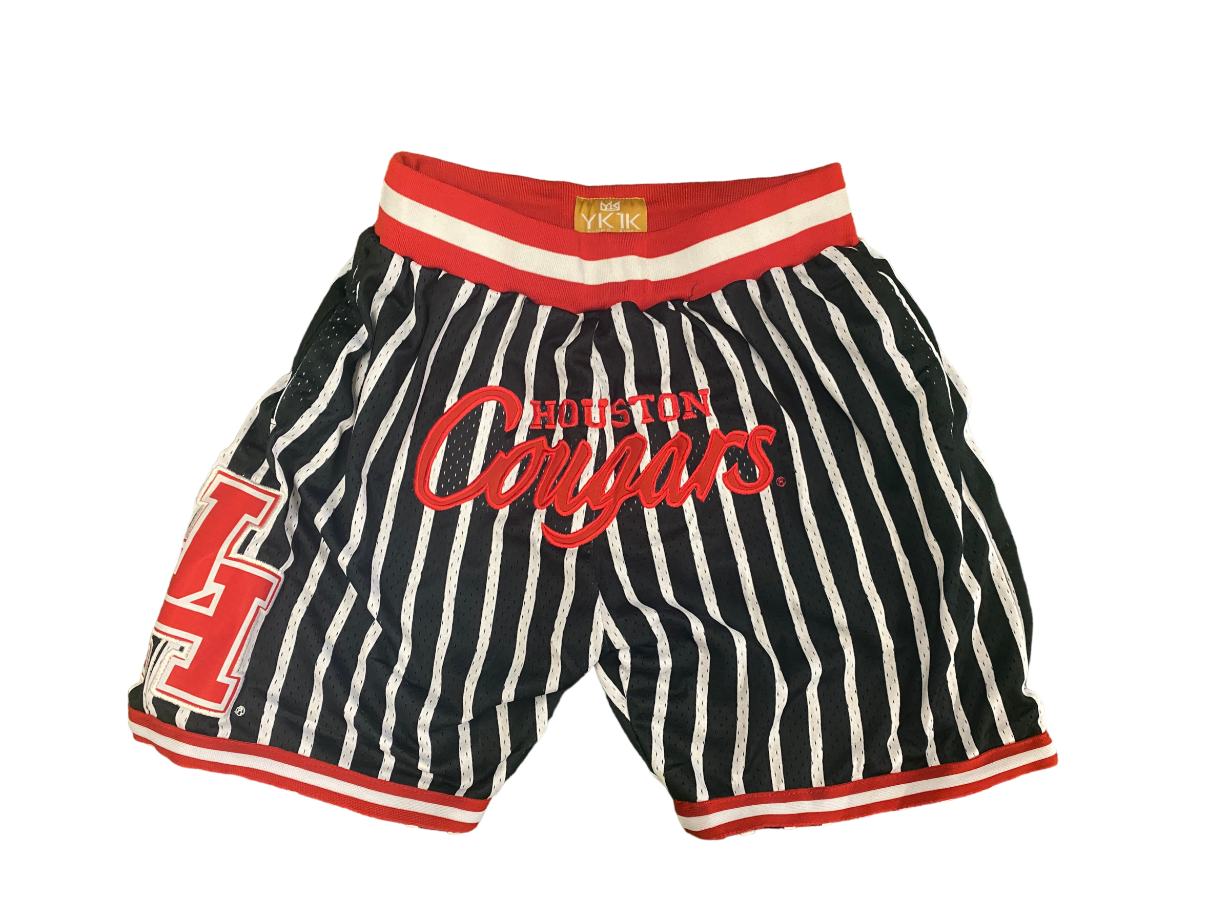 UNIVERSITY OF HOUSTON BASKETBALL SHORTS BLACK SHORTS white PINSTRIPE 1.0