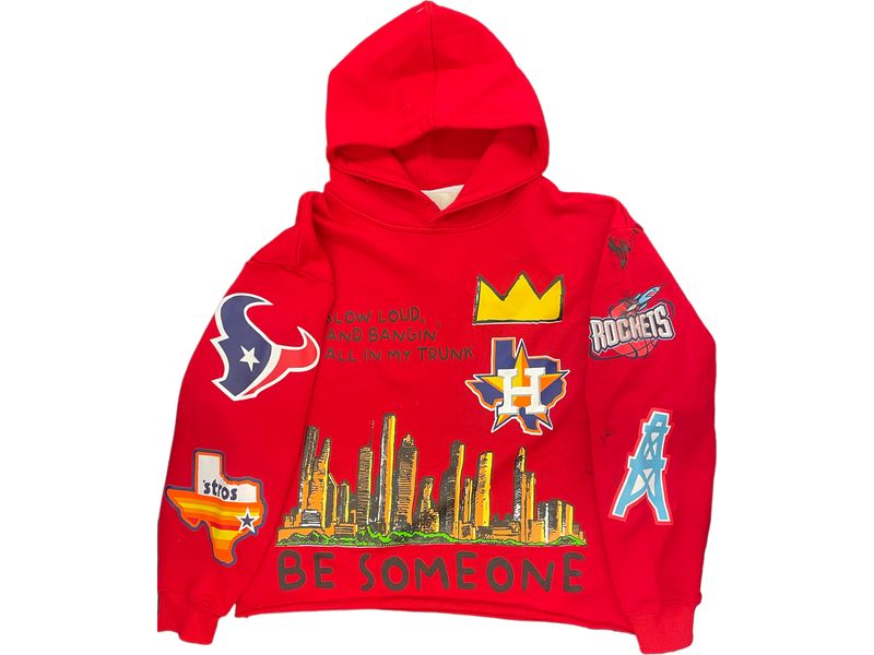 "THIS IS Houston  " HOODIE RED DEFECTED