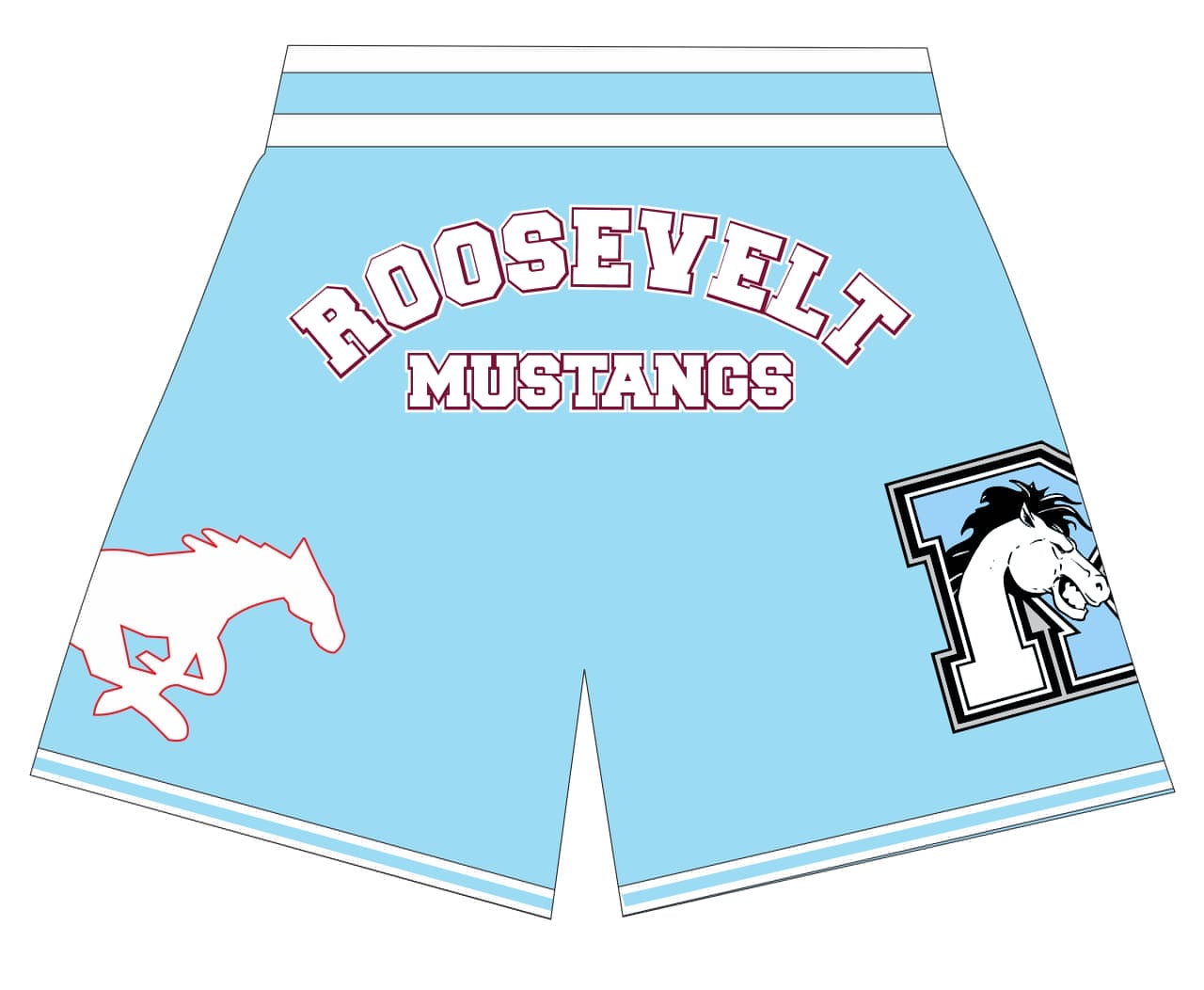 Roosevelt Mustangs BASKETBALL SHORTS COLUMBIA  BLUE